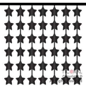 CORTINA METALIZADA CROMO ESTRELLA NEGRO 2MT X 1MT x 1